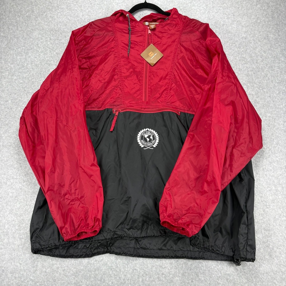 Harriton Anorak Windbreaker Mens 4XL Red Black Colorblock Global Industries NWT
